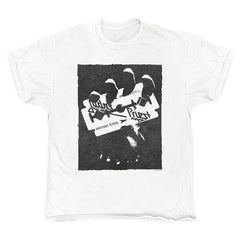 Judas Priest - British Steel Torn - White Vintage T-shirt