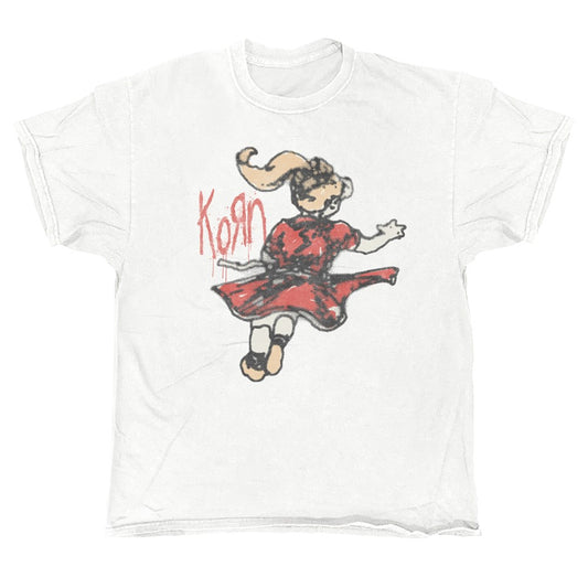 Korn - Follow The Leader Girl - White Vintage T-shirt