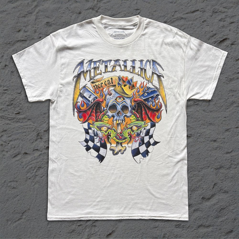 Metallica - Checkered Flag - White T-shirt