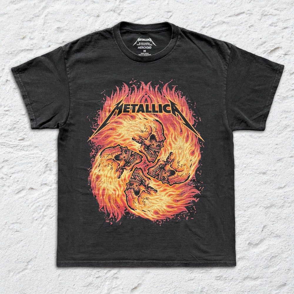 Metallica - Fireskulls Circle - Black Vintage T-shirt