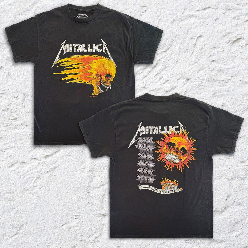 Metallica - Flaming Skull Shxt Tour - Black Vintage T-shirt