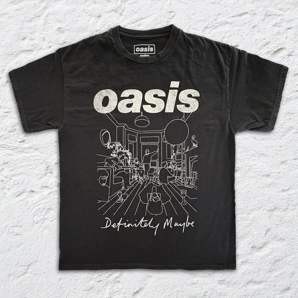 Oasis - Definitely Maybe Sketch - Black Vintage T-shirt – Official