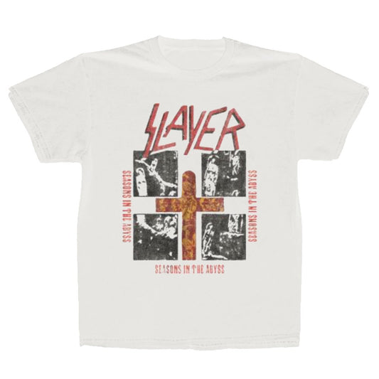 Slayer - Seasons Quad - White Vintage Wash T-shirt