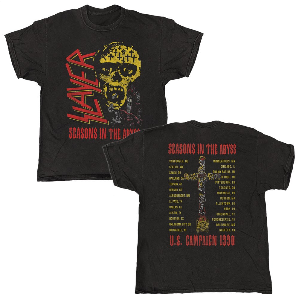Slayer - Seasons 1990 - Black Garment-dyed T-shirt