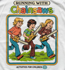 Steven Rhodes - Running with Chainsaws - White T-shirt