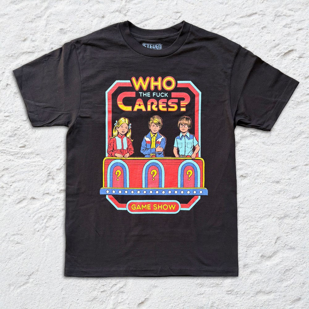 Steven Rhodes - Who Cares Game Show - Black T-shirt