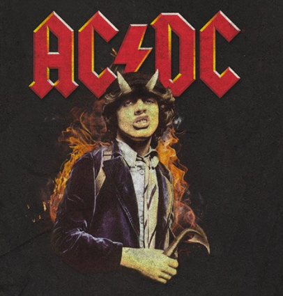 AC/DC - Angus Flames - Black Vintage T-shirt