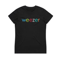 Weezer - Coloured Text - Womens Black T-shirt