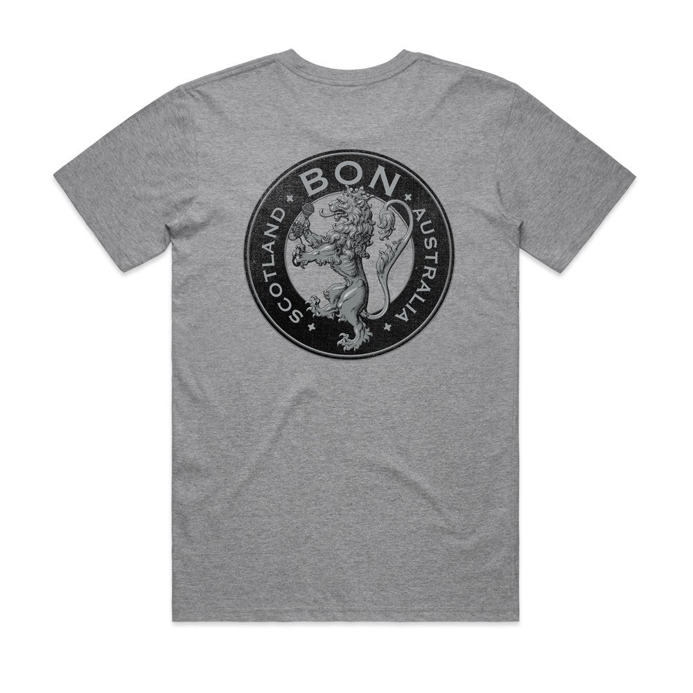Bon Scott - Crest Mixed Logos Grey Marle T-shirt