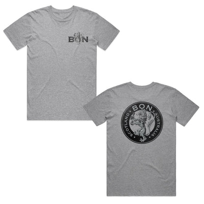 Bon Scott - Crest Mixed Logos Grey Marle T-shirt