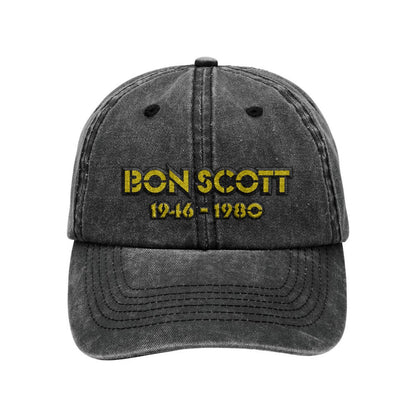 Bon Scott - 1946-1980 Black Washed Chino Cap