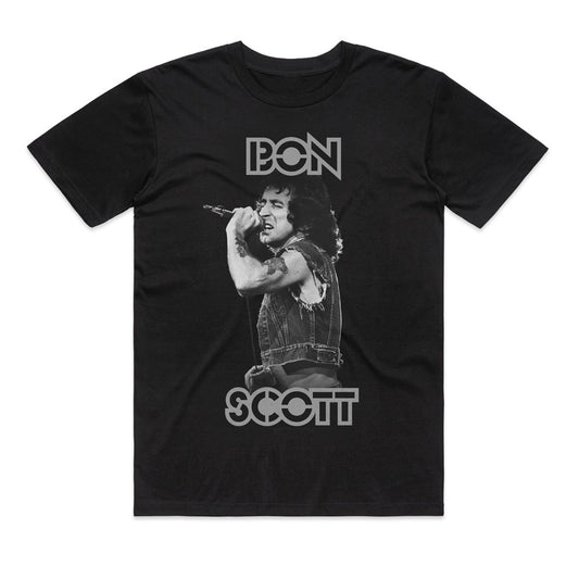 Bon Scott - Torso Singing Black T-shirt