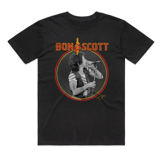Bon Scott - Vic Park Circle Black T-shirt