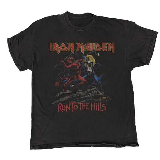 Iron Maiden - Run To Hills - Vintage Wash T-shirt Black