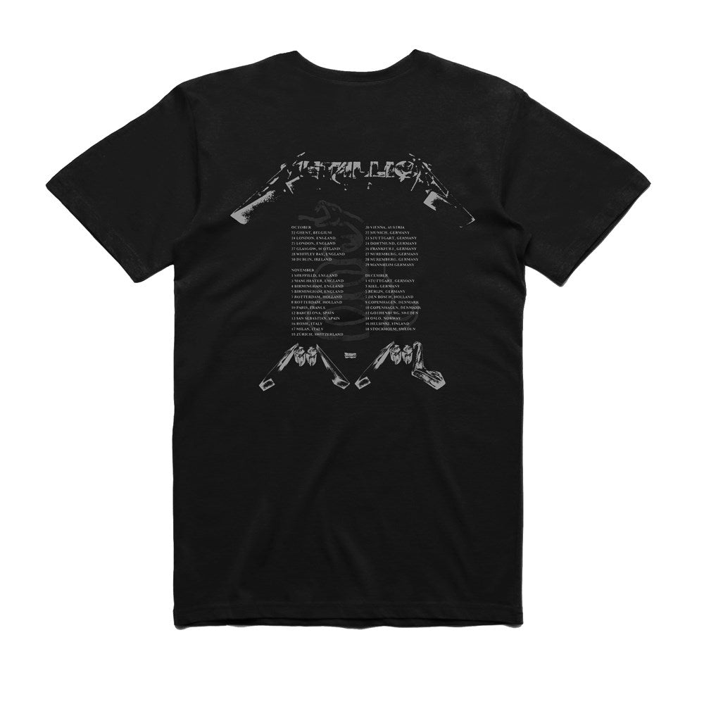 T-Shirt Metallica Black Album Faded – Tee-Shirt Homme Manches Courtes 100% Coton Officiel Noir
