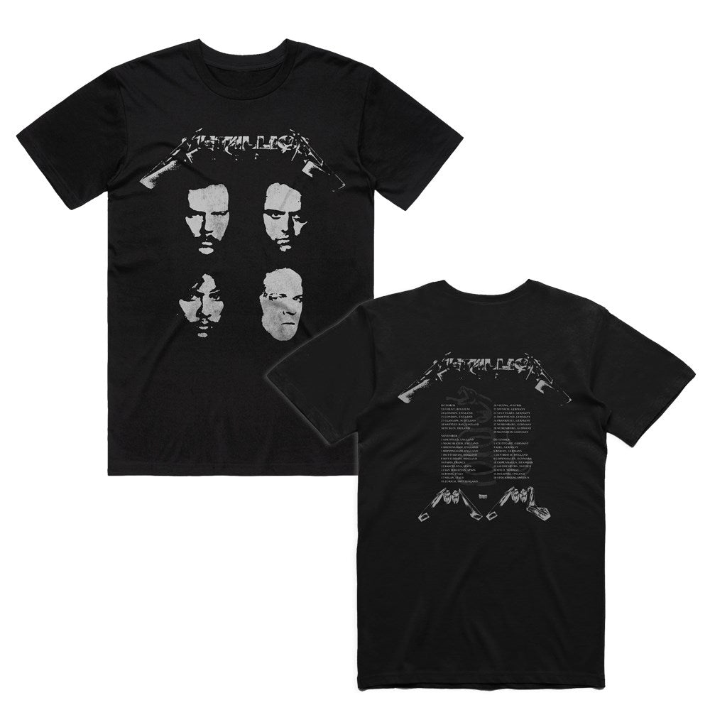 Metallica Four Faces Retro Black T-shirt