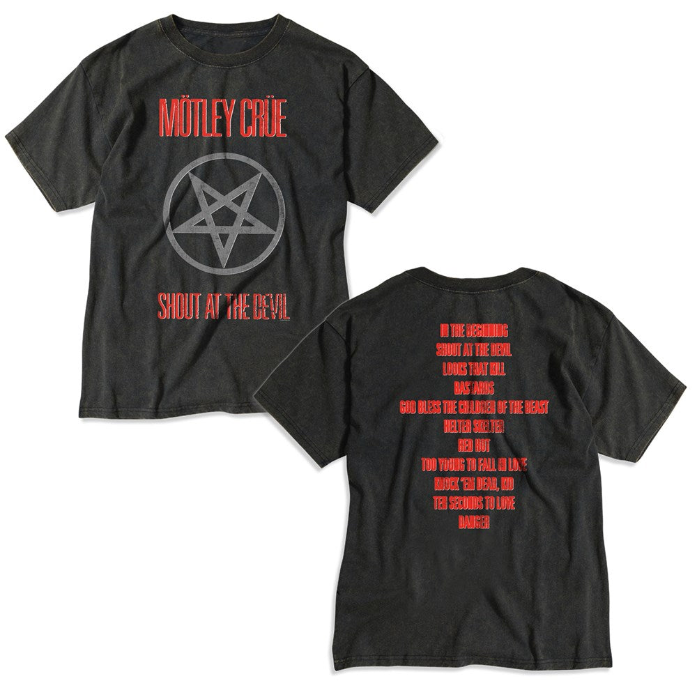 Motley Crue - Pentagram Tracklist - T-shirt Vintage Black