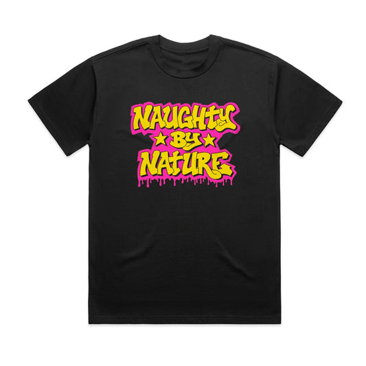 Naughty By Nature - Neon Drip - T-shirt Black