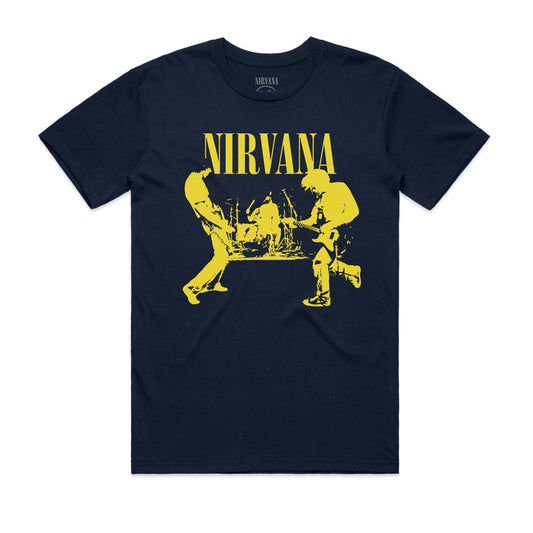 Nirvana - Stage Photo Yellow - Navy T-shirt