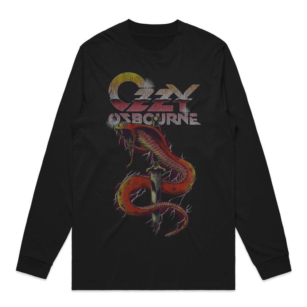 Ozzy Osbourne - Vintage Snake - Black Long-sleeve T-shirt