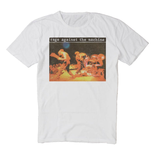 Rage Against The Machine - Live Anger Photo - White Vintage Wash T-shirt