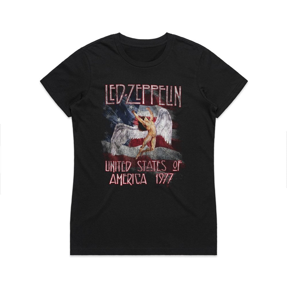 Led Zeppelin - Star N Stripes 1977 - Black Ladies T-shirt