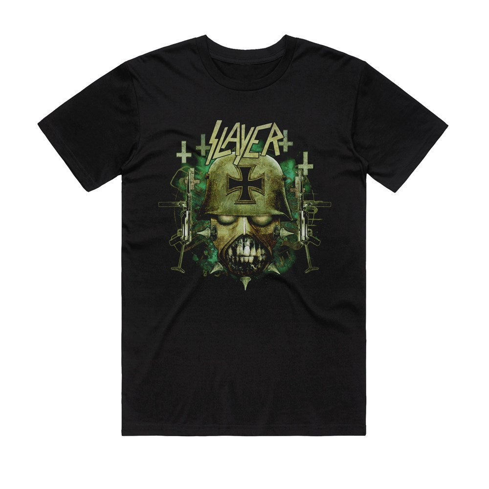 Slayer - Green Skull - Black T-shirt